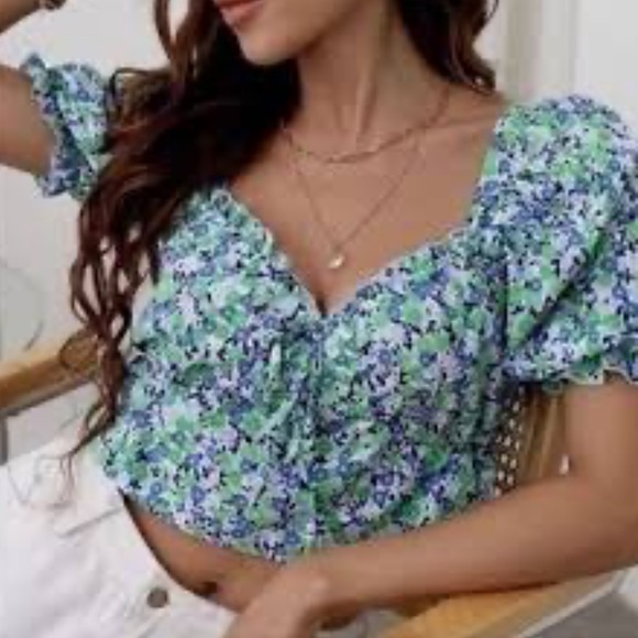 Zara floral crop top NWT - Size L - Picture 1 of 8